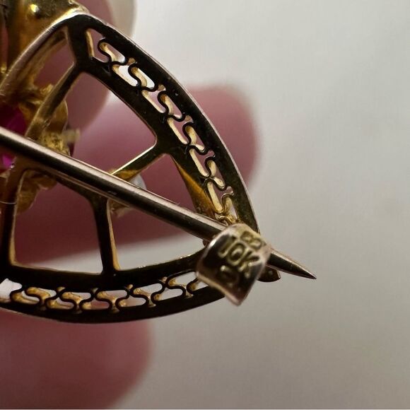 Antique Edwardian Era 10k Dainty Brooch - Picture 2 of 6